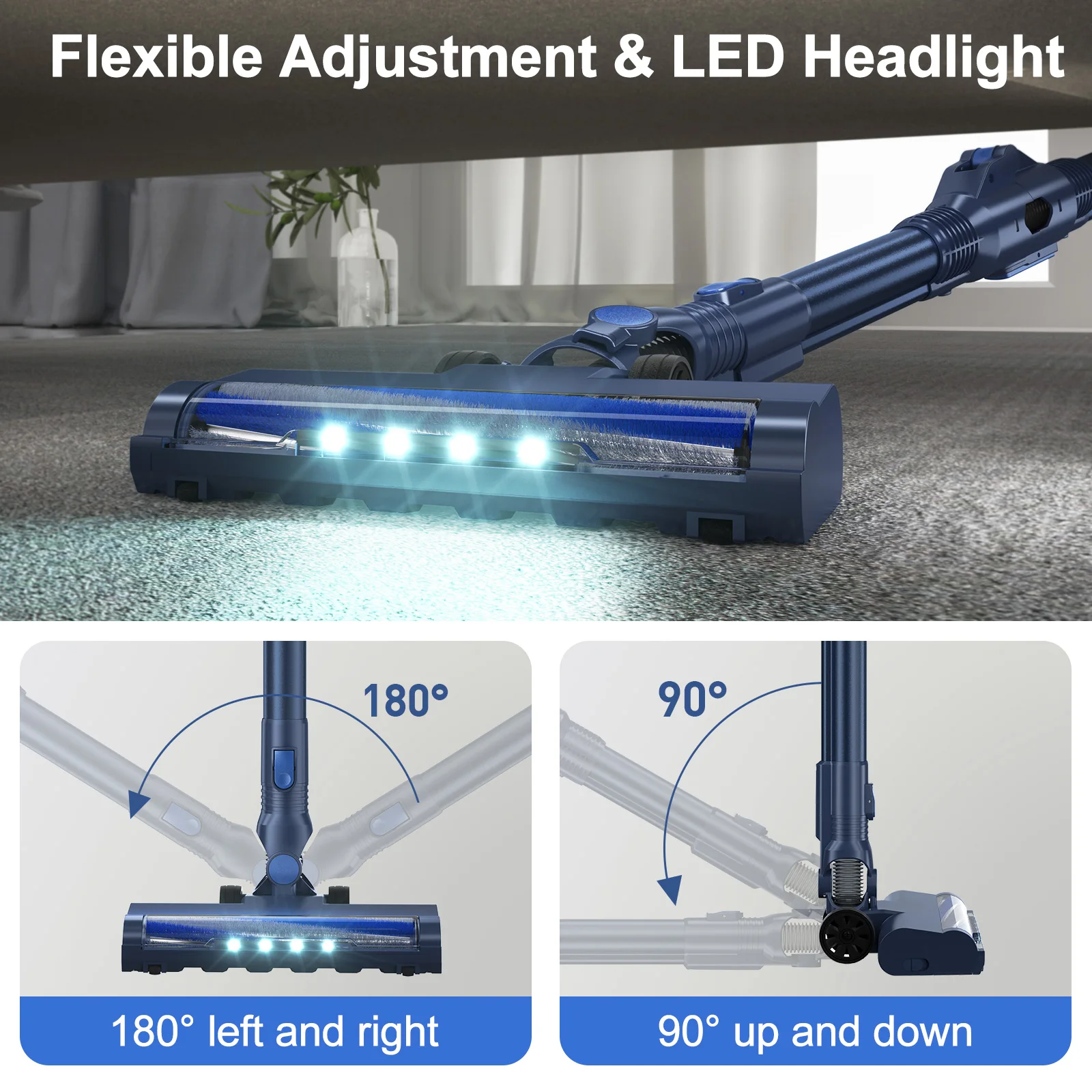 Vacuum Cleaner Wireless 2024 PRETTYCARE W400 20000pa Suction Led Headlight Smart Stick Upright Handheld Vacuum Cordless for Home