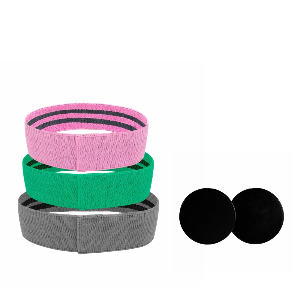 Timecreate Fitness Band Exercise Booty Band Gliding discs Mini Mesh bag Hip Resistance Band Set
