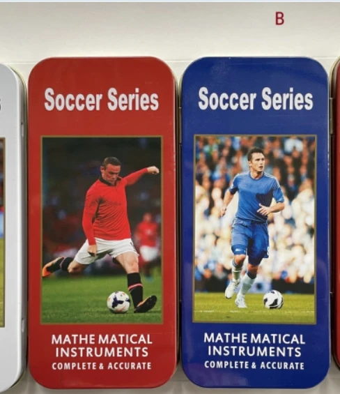 Best selling Shirleyya  colorful soccer type OXFDRD Compass  Math Set in Tin Box for school