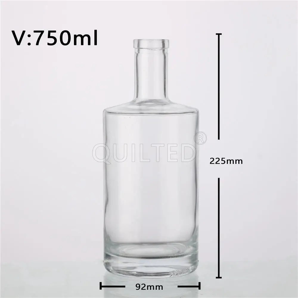 Printing Labeling Round Liquor Custom Moulds for Alcohol Gin Glass clear Bottle 750 ml