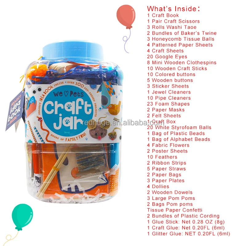 Endless Creativity And Art Colorful DIY Craft Toy Jar Set For Kids, New Launch Pets Theme