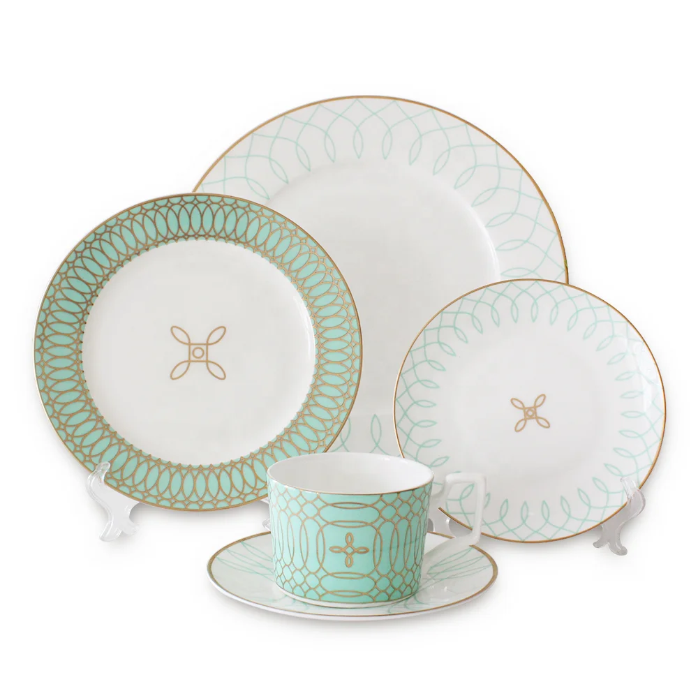 Wholesale Fine Bone China Ceramic Dinner Plates Dinnerware Sets Royal Class Tableware