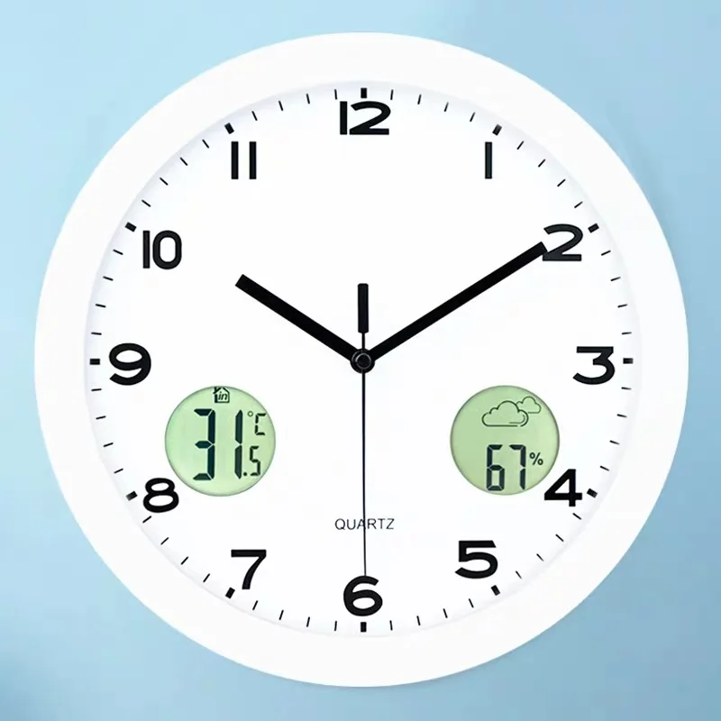 LCD Nordic Modern Electronic Temperature Humidity Metal Clock Minimalist Wall Clock Digital Analog-digital Clocks