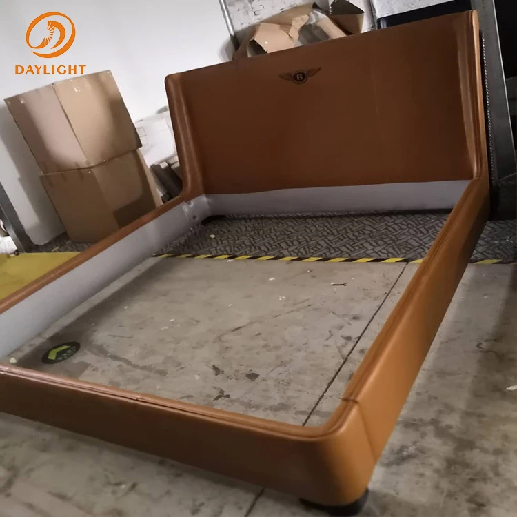 modern luxury wooden brown frame 4 bed rooms leather platform furnitures sets for bedroom