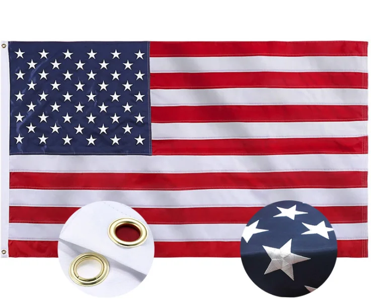Высокое качество нейлон 210D США вышитые 3*5 футов американский флаг
