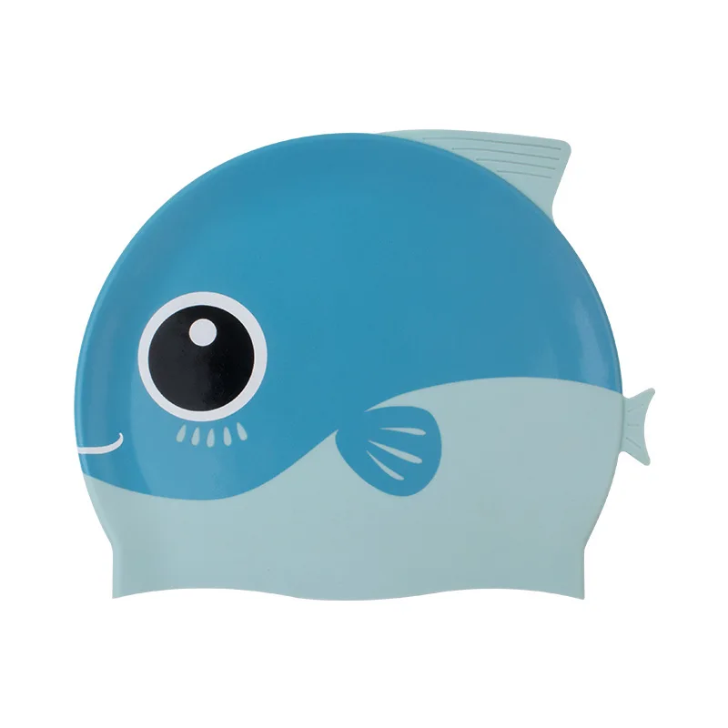 Fish shape silicone kids swimming cap