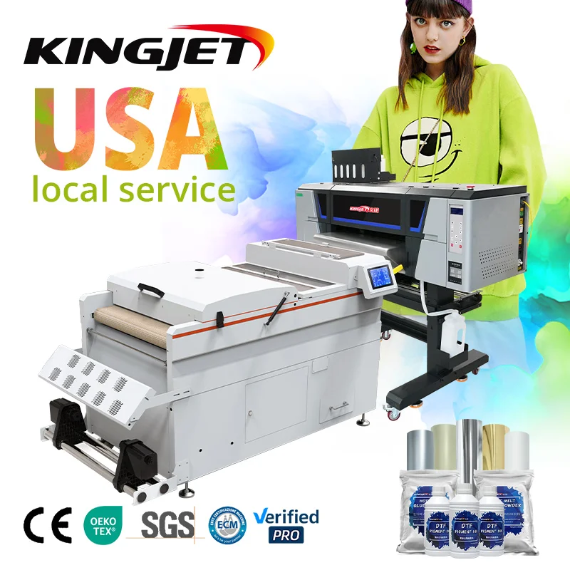 Kingjet 2 head 60cm i3200 a3 dtf printer t-shirt printing machine impressora dtf printer 24 inch imprimante dtf printer a3