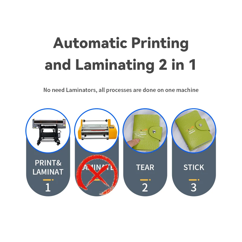 A1 60cm UV DTF Printer With Laminator DTF Impresora De UV Led Light Roll To Roll Multi Colour UV DTF Crystal Logo Printer