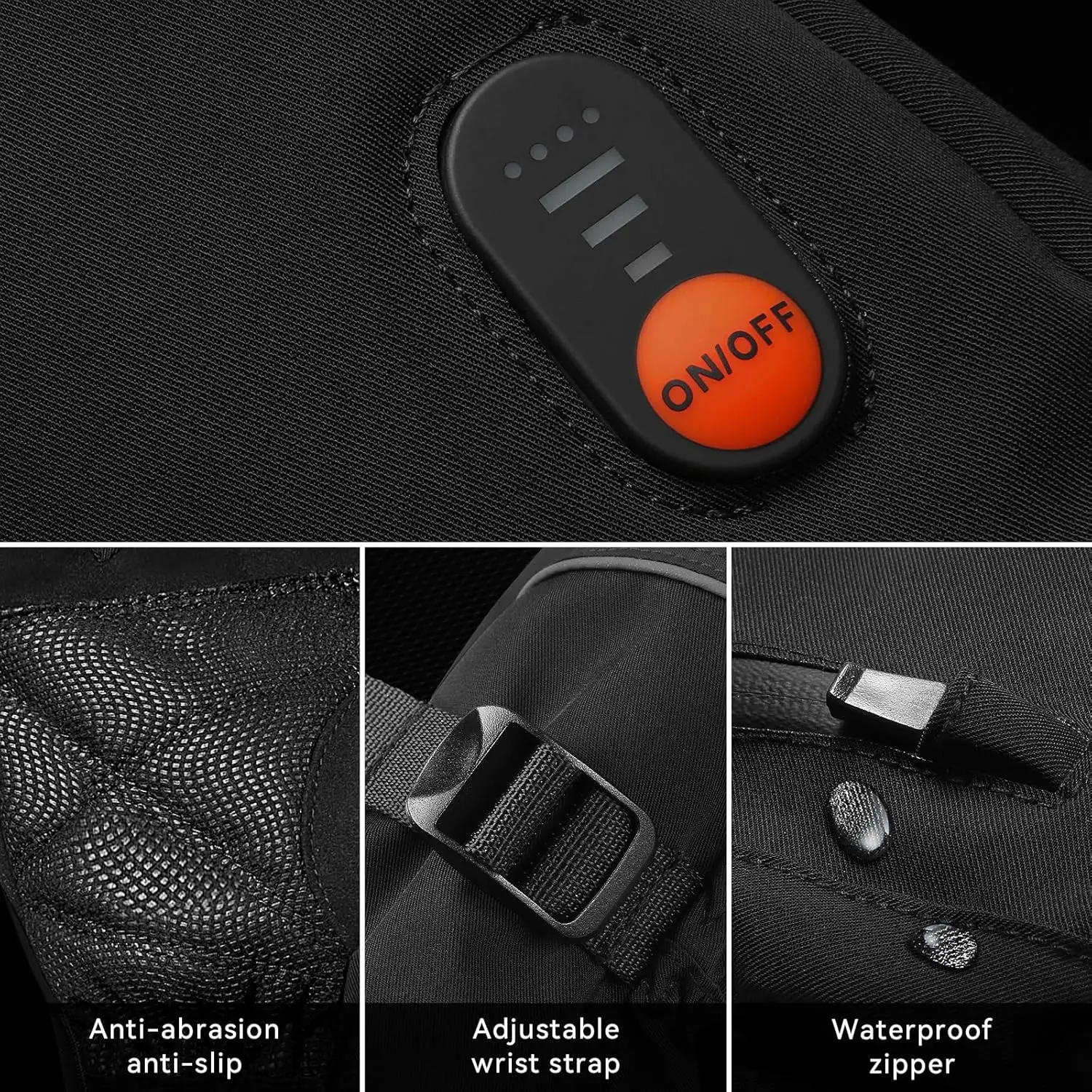 Stretch Waterproof  Heated Mittens For Skiing Campus Non-Slip Adjustable Wrist Strap Touchscreen Compatible