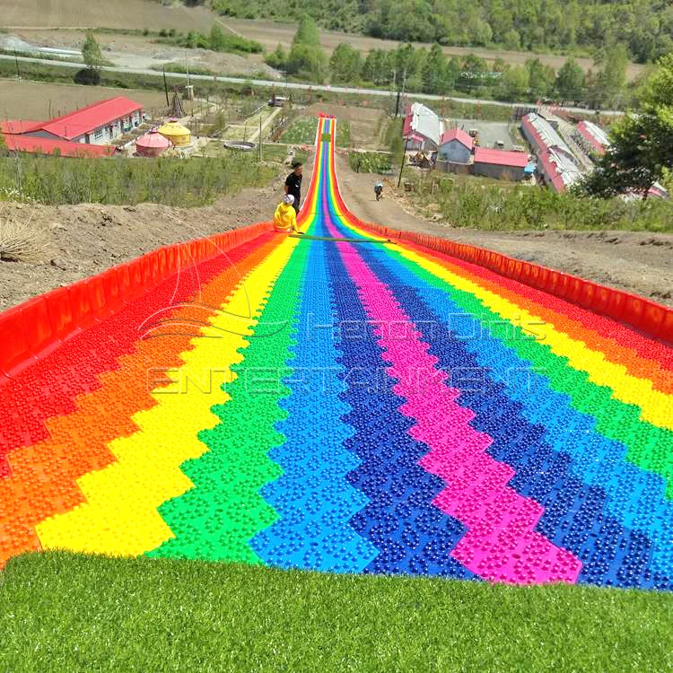 Outdoor color road Rainbow slide Dry Ski Slope Plastic high quality long use life Rainbow Snow Slip Slide For Sale