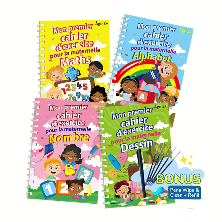 French Kids  Education Write And Erase Magic Cursive Grove Work Book For Writing