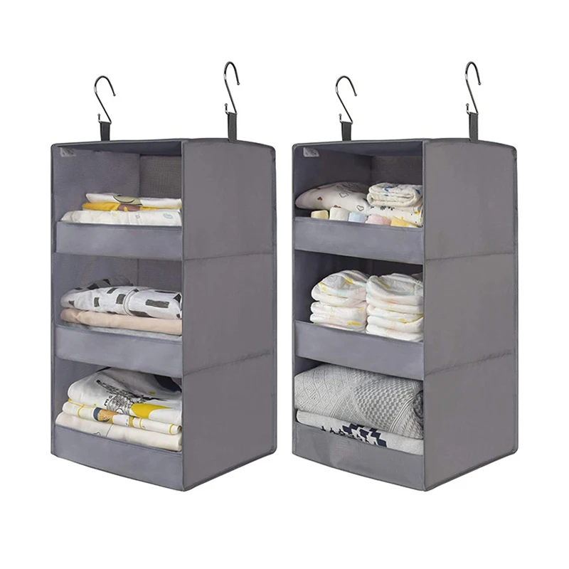 Hanging type folding cloth art wardrobe portable 3 layer wardrobe storage