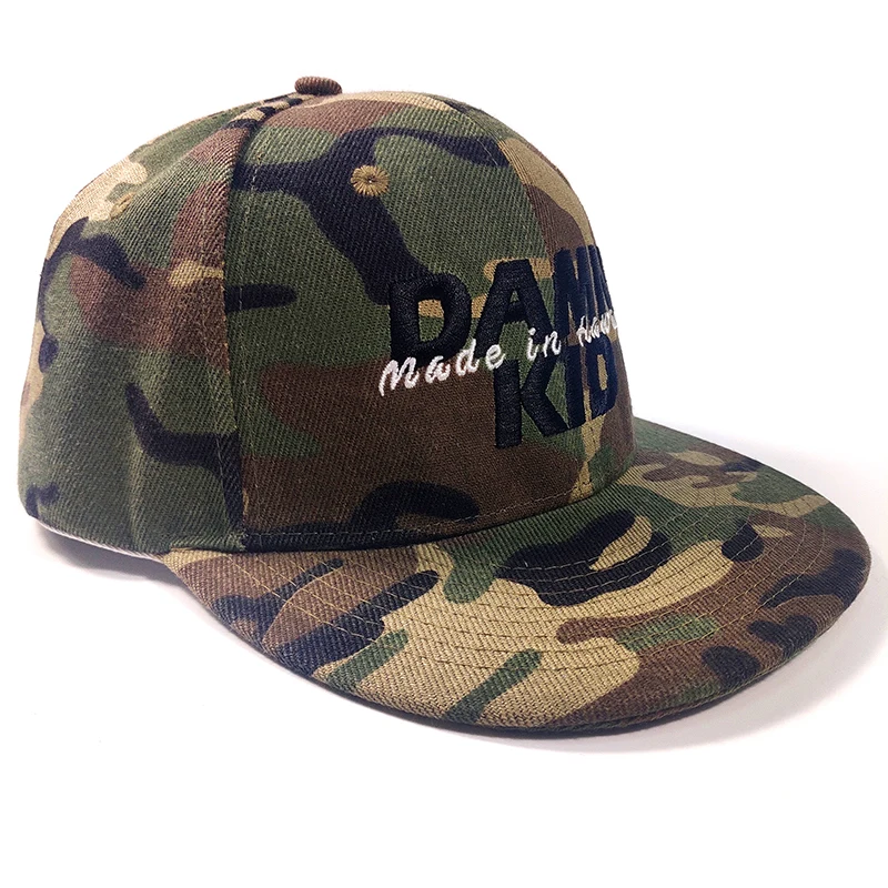 Manufactured PU label Embossed Print Embroidered Logo Cheap Price Green Friendly Material Custom Camo Trucker Snapback Hat Cap