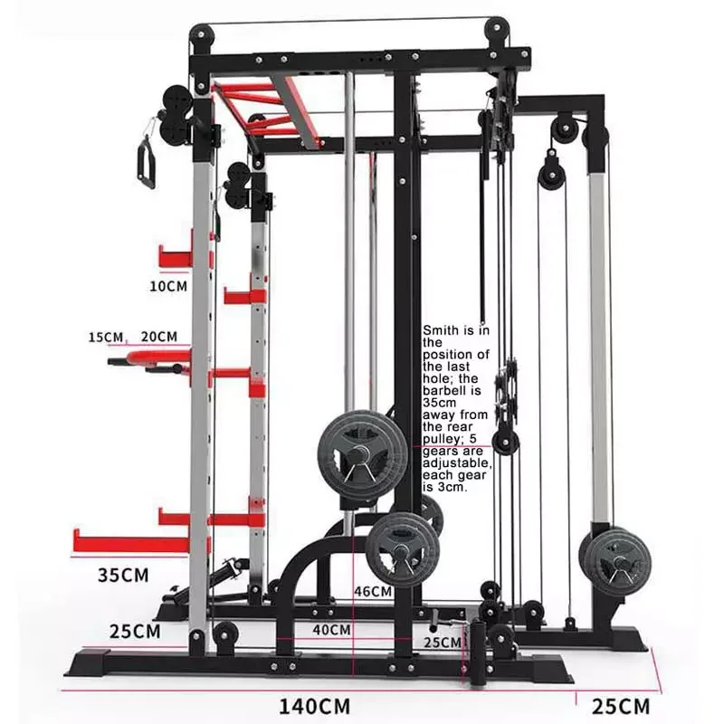 Sport Indoor Home Gym Commercial Cross Cable Multi-Function Smith Machine Power Rack Fitness Items