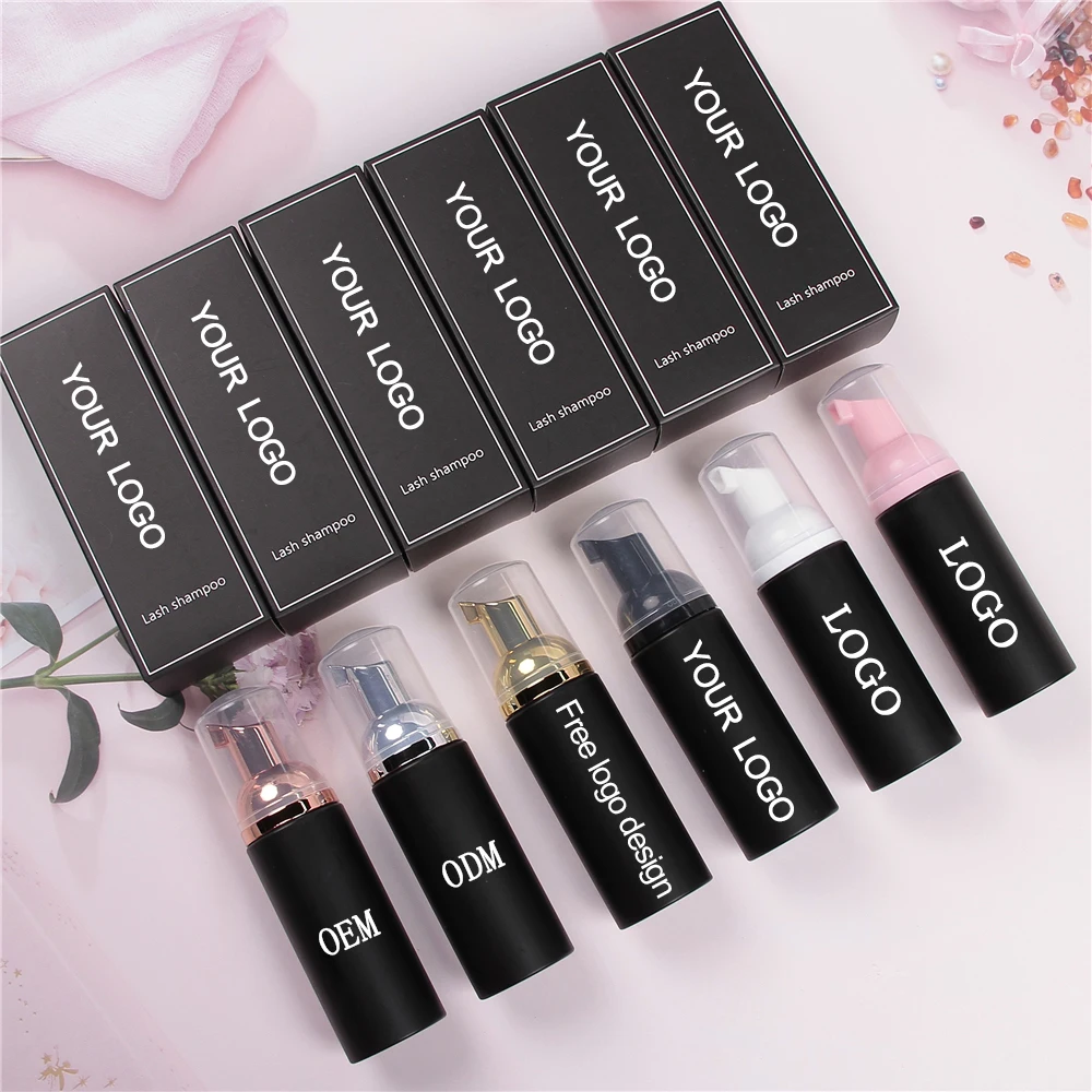 Private label lash shampoo kit eyelash extension shampoo foam cleaner foaming lash shampoo bottle