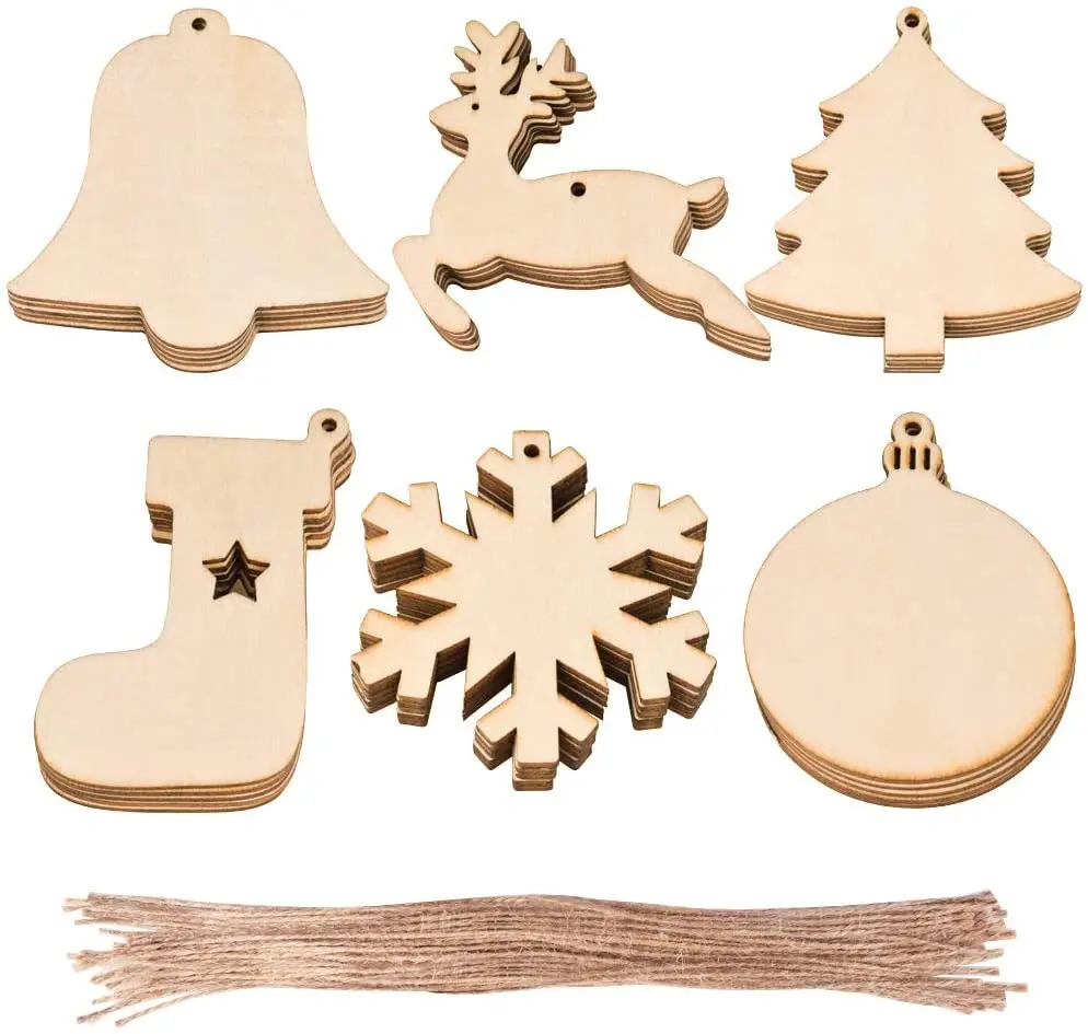 Unfinished Plywood Cutout Slice Wooden Laser Cut Outs for Christmas Decoration for DIY Project