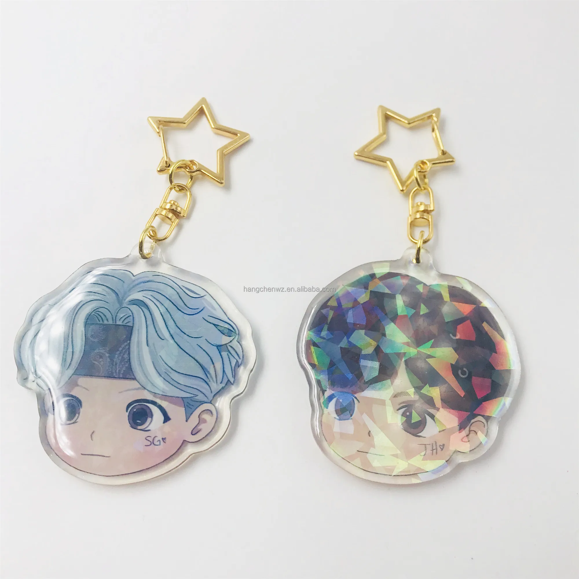 hot sale Custom korea kpop  bts  Anime Printed  Clear 3d Anime Plastic Acryl Keychain