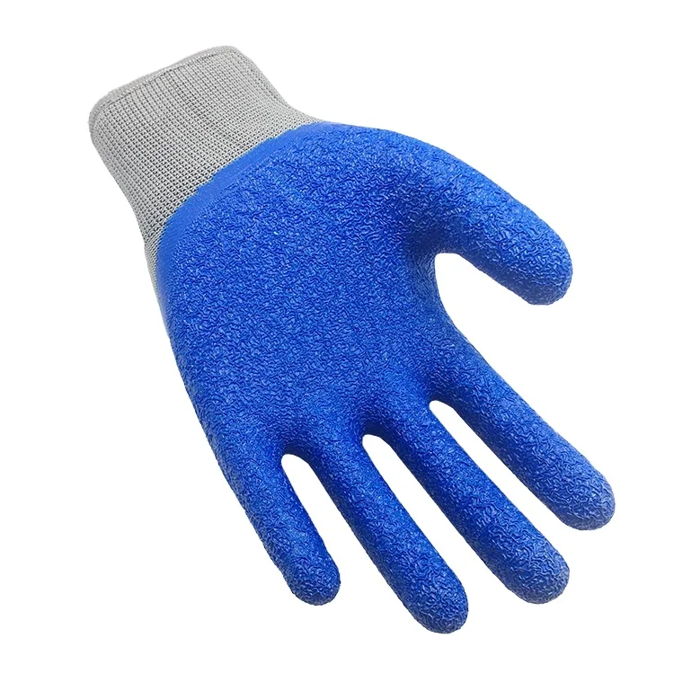 13 Gauge Work cut Glove Polyester knitted Crinkled Latex Coated Gloves