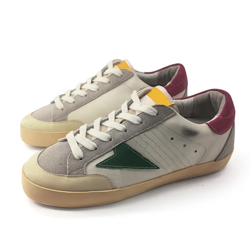 Drop Shipping Green Suede Super Star In Napa Leather Pink Ice-Gray Suede Heel  White Genuine Leather Sneakers Men Shoe For Women