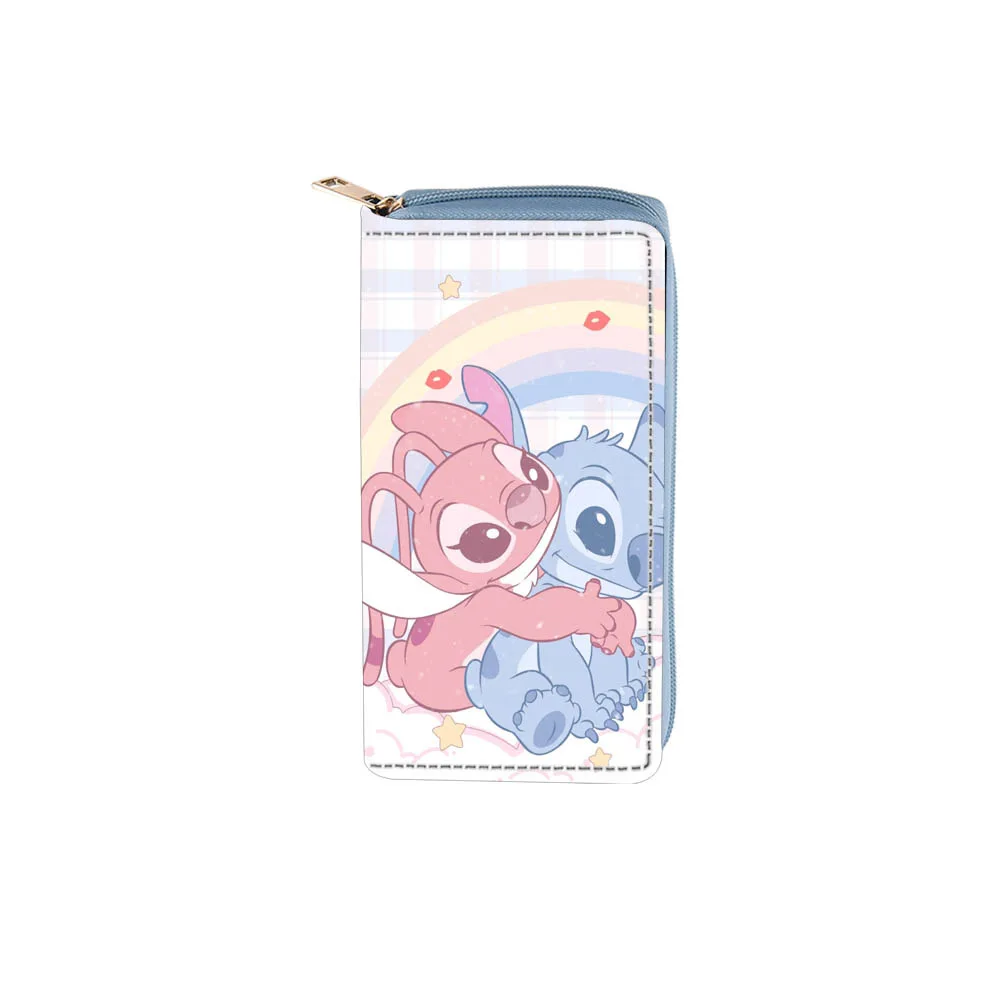 Anime Wallets PU Leather Lovely Cartoon Stitch Zipper Anti-Lost Purse Phone Card Holder Accessories Storage Coin Bag Wallet