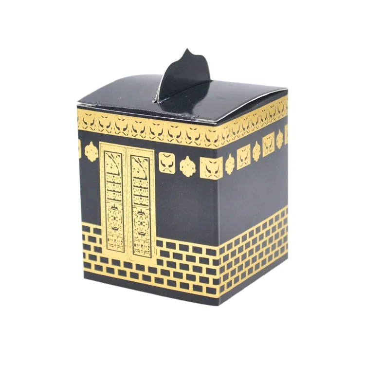 Eid adha decoration gold foil printed kaaba mecca candy box
