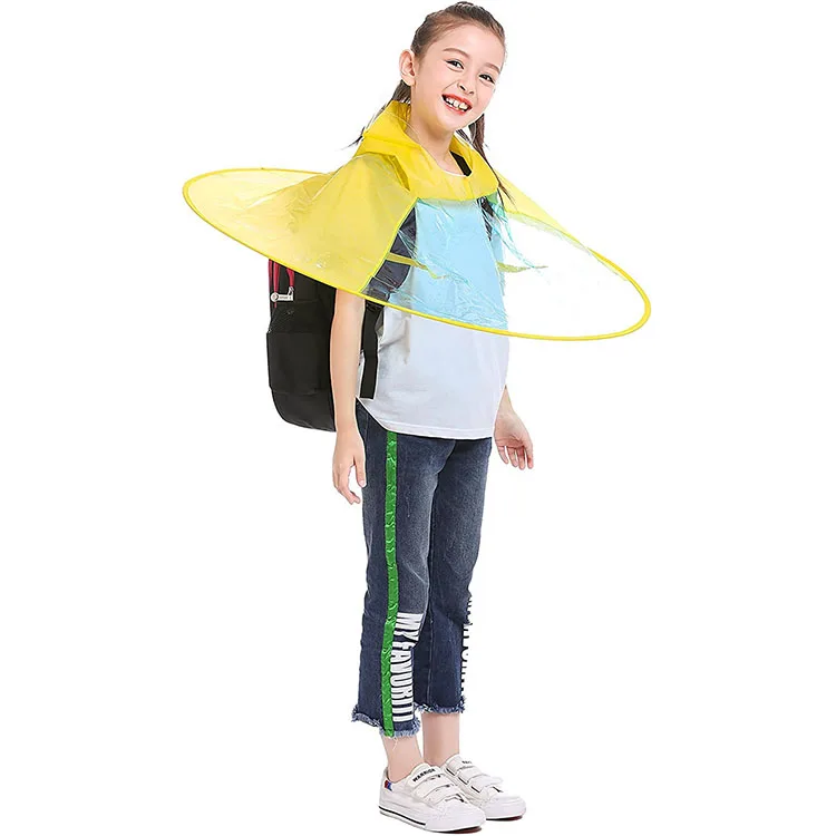 
New Little Yellow Duck Baby Hiking Poncho, Child Raincoat Child Cloak Little UFO Raincoat,hat Cloak Foldable boneless Rain coat 