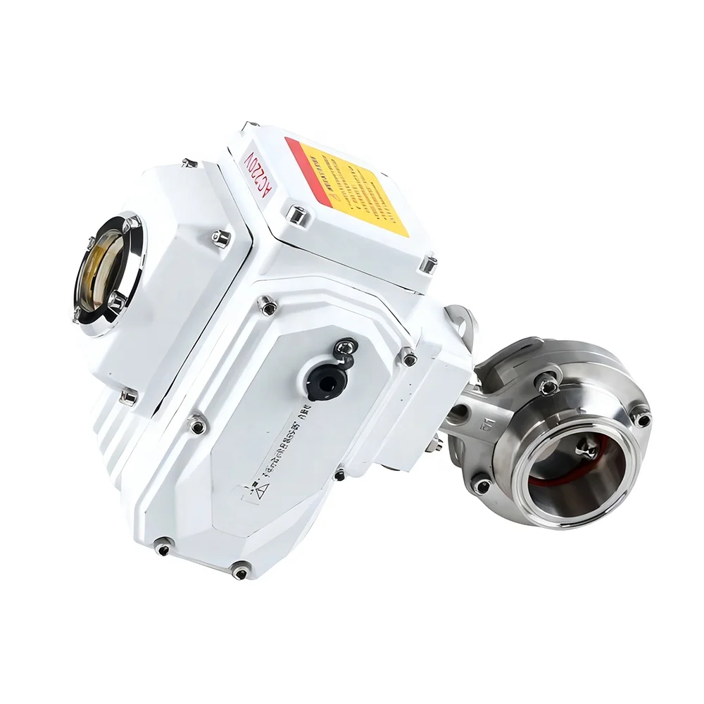 Stainless steel motorized motor 24V 220V electric drive actuator sanitary Tri clamp butterfly valve