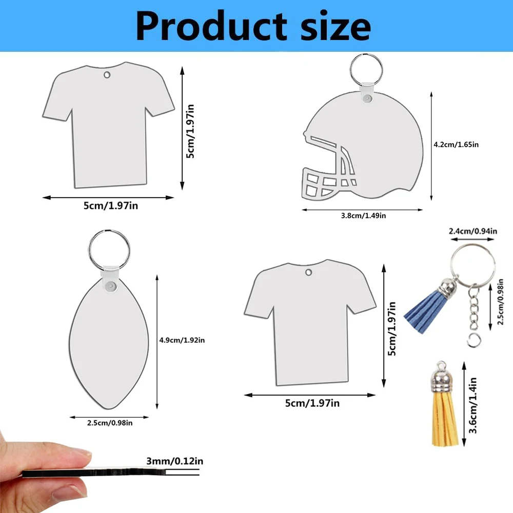 sublimation football keychain blanks Double Sided MDF Wood USA WAREHOUSE keychain custom logo sublimation blank keychain