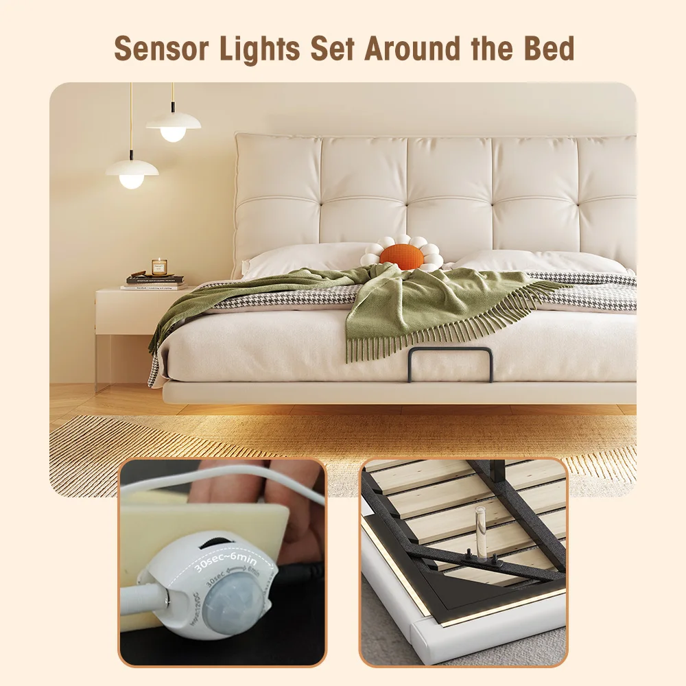 Customize mattress wooden sleep metal bed frame base headboard leather hotel tufted padding hardwood platform upholstered beds