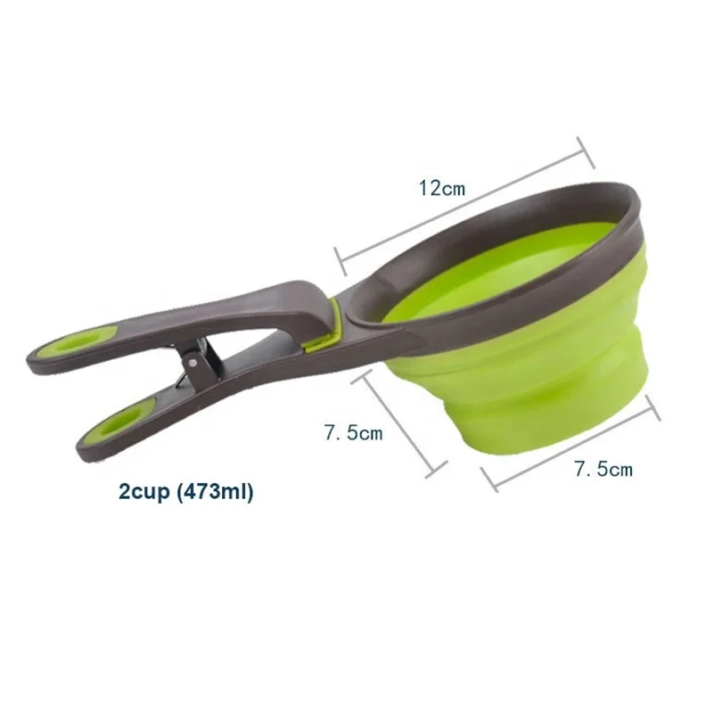 
2020 Original Factory Foldable Pet Bowls Measuring Spoons Collapsible Multi Cups Safety Durable with Optional Color 473ML 
