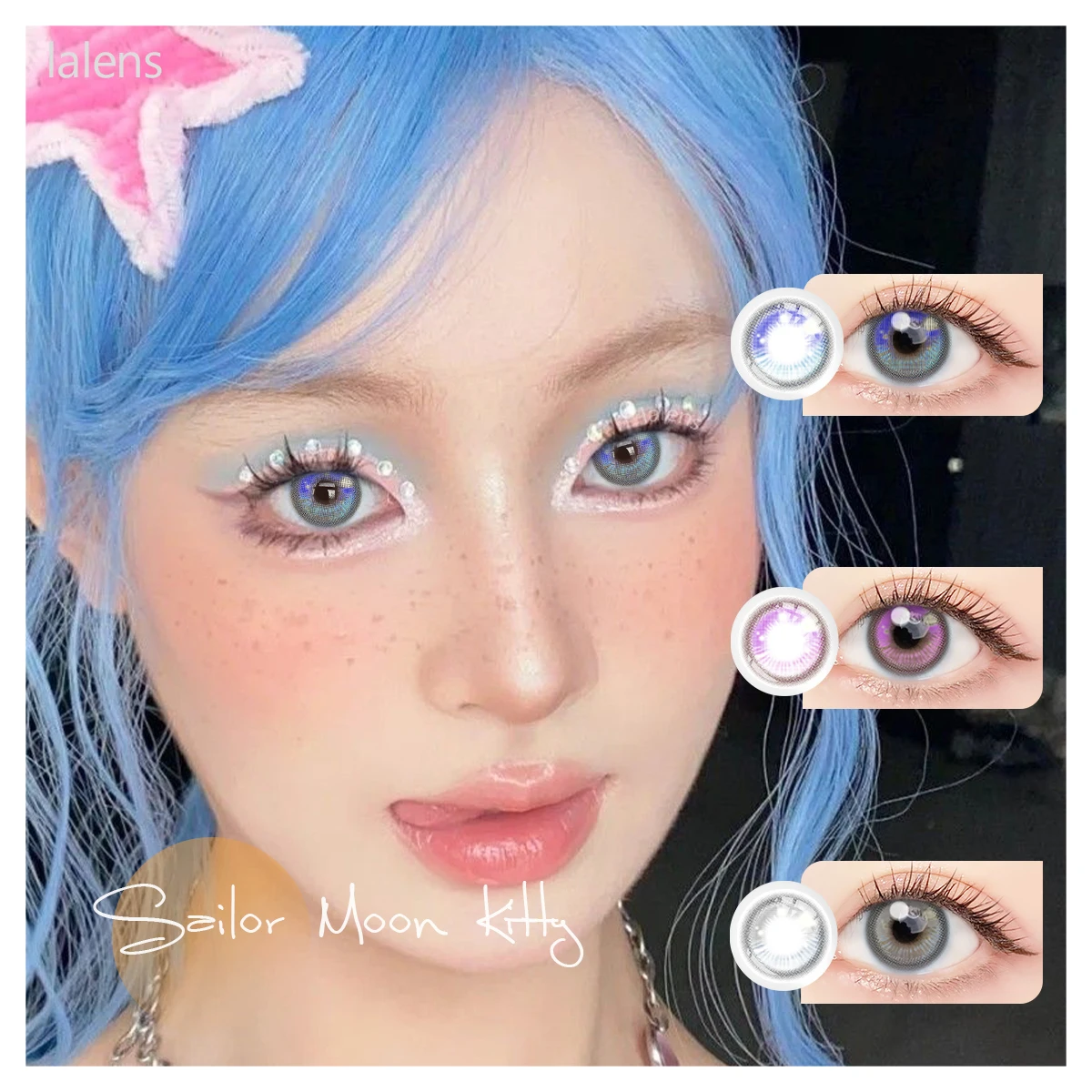 Lalens Anime Fairy Cosplay Contact Lens With Power 14MM Half Yearly Crazy Halloween Violet Grey Color Contact Lenses Wholesale
