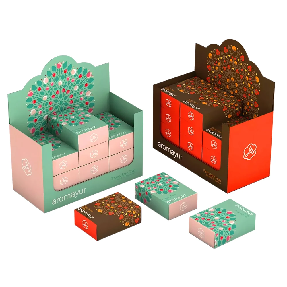 Custom Cardboard Shelf Display Stand Cosmetic Beauty Product Display Boxes