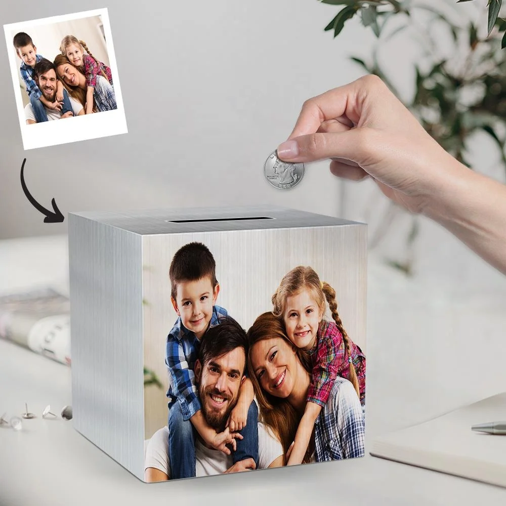 Custom Logo Stainless Steel Money Save Coin Bank Saving Box Personalized Kids Piggy Bank