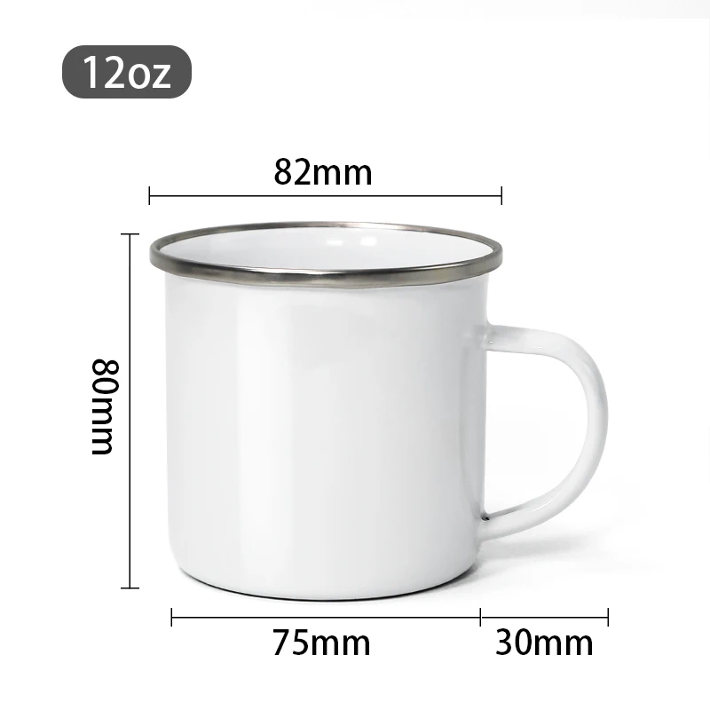 Custom Logo Business Christmas Gifts Sublimation Outdoor 11oz 350ml Camping Enamel Coffee Mug with Stainless Silver Rim