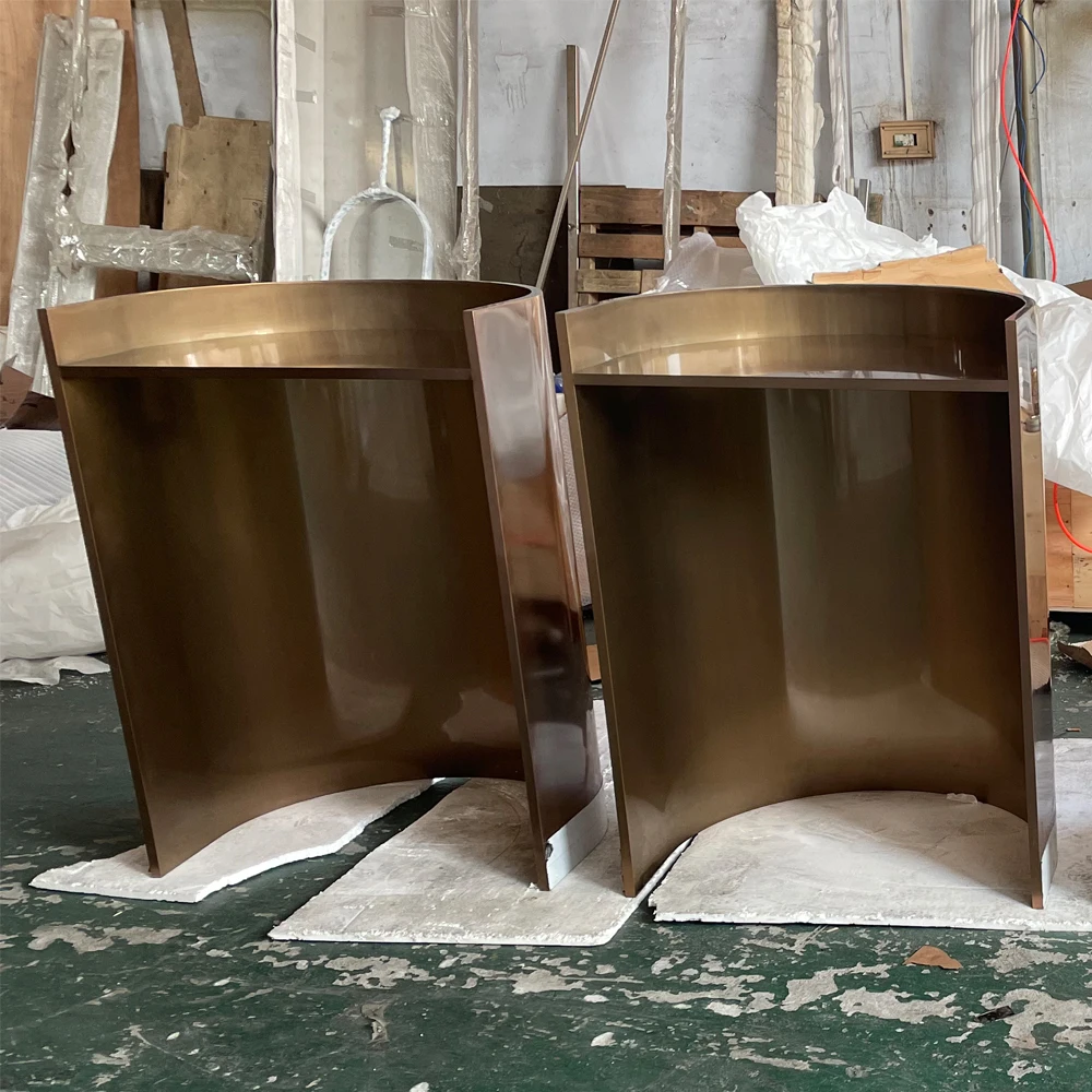 Customized Decorative Metal Furniture Stainless Steel Reception Desk Chair For Lobby Room Interior Exterior