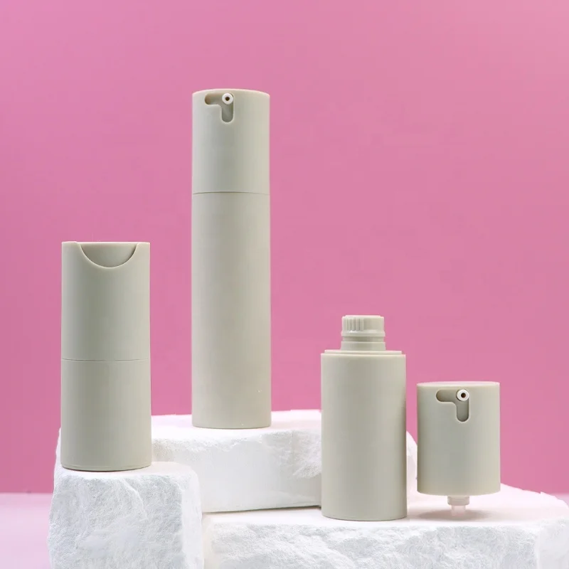 wholesale custom color frosted crimp neck 15ml 30ml 50ml pump cosmetic airless plastic bottle