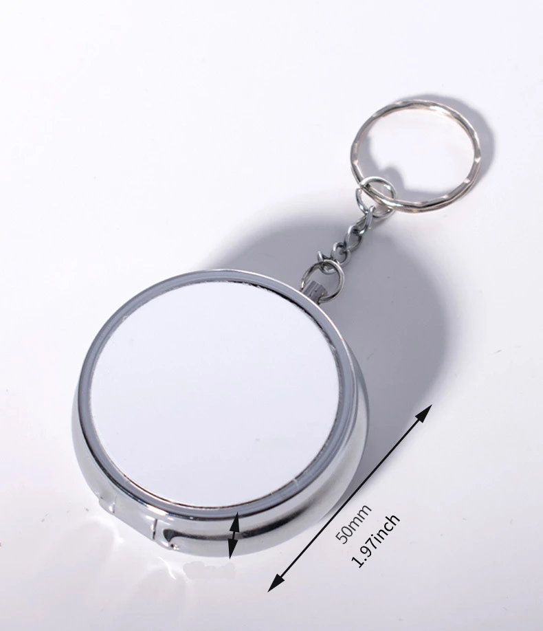 Thermal Sublimation Blank For Print Metal Medicine Box Pill Case Box Round Candy Portable Keychain Jewelry Case