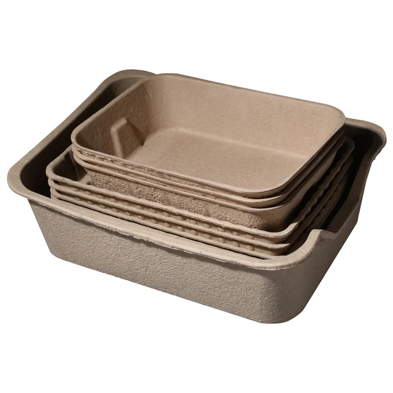 productos para mascotas Eco-Friendly 3 sizes Biodegradable Cat Toliet Molded Paper Disposable Cat Litter Box tray