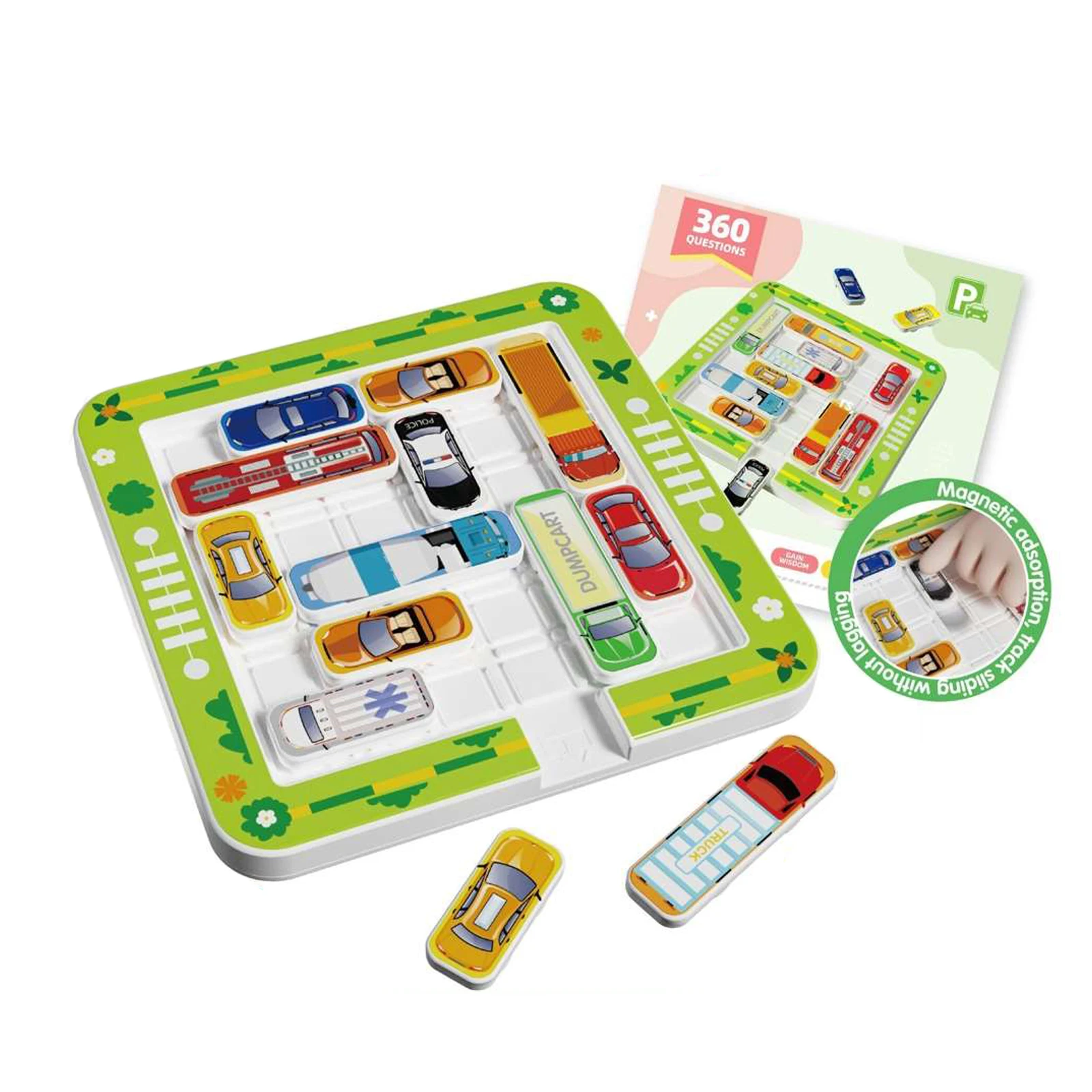 Magnetic Car Puzzle Traffic Jam Challenge Logic Board Game with 15 Cars and 360 Levels for Kids Adults