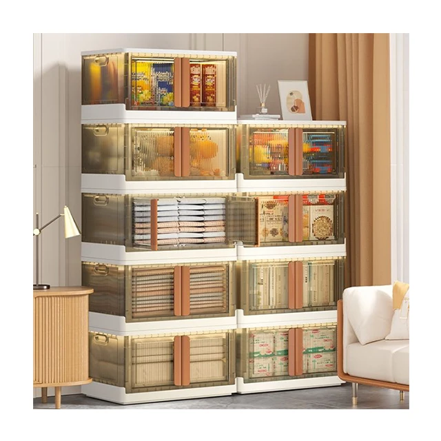 Household Items 32/72 L Collapsible Plastic Storage Bins Stackable Storage Boxes For Organizing Clothes Containers