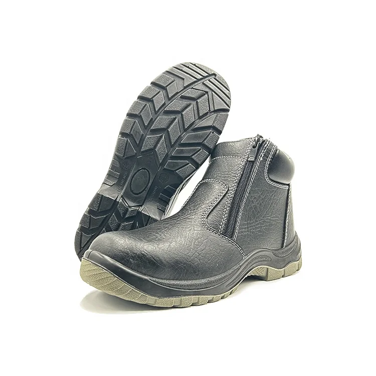 Industrial Anti slip oil resistant steel toe safety footwear protection farm no lace safety shoes with zipper