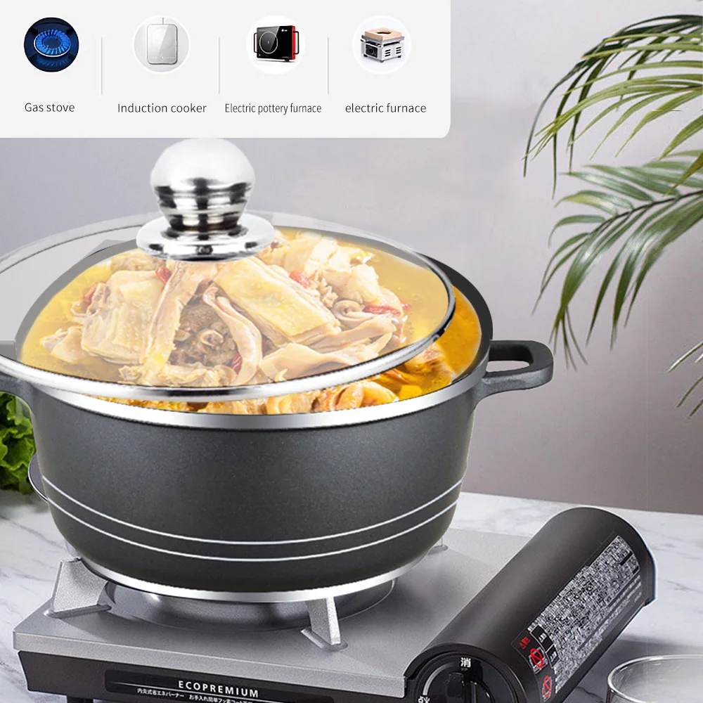 Aluminum Cooking Pot Non-stick Cookware Set Household Induction Soup Customization 6-Pots Set 32/36/40cm Non-Stick Pan Stock
