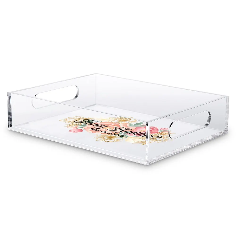 
Food Fruit Tea Square Serving Tray, Custom Clear Acrylic Restaurant And Hotel Plastic Drink Tray 