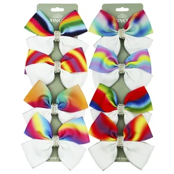 Детский заколка для волос с радужным градиентом и бантом, Amazon 8, Детский комплект аксессуаров для волос с двойной строчкой, заколки для волос ручной работы для девочек