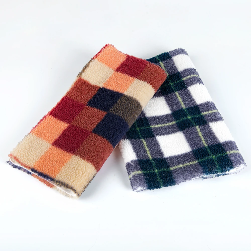 100% polyester Customize printing  faux Teddy  fur fabric yard free samples faux lamb fur with printing