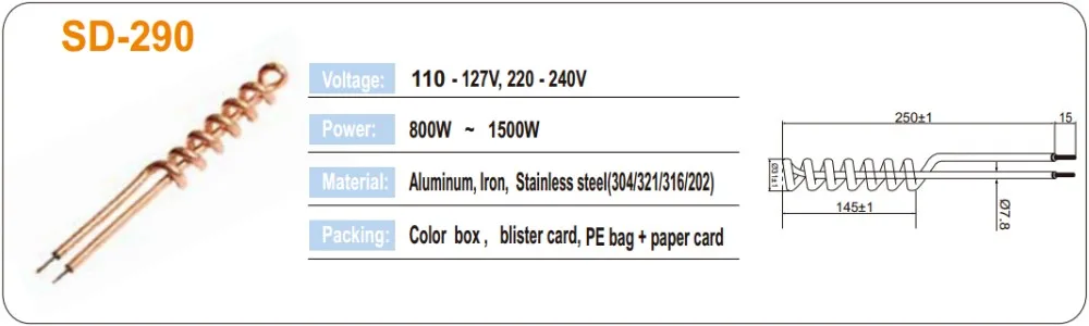 
SD-290 high power electric Water Heater Parts 