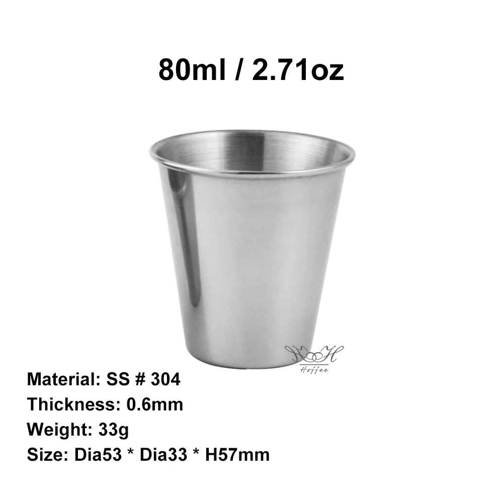 80ml Small Metal Wine Cup for Bar Party Cocktail Restaurant Barware Drinking Mug Mini Espresso Cups Stainless Steel Shot Glasses