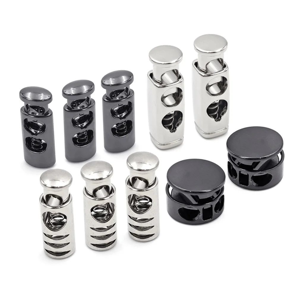 Custom cord Spring stopper stop rope lock metal drawstring One hole cord lock toggle for string bikini shorts clothing