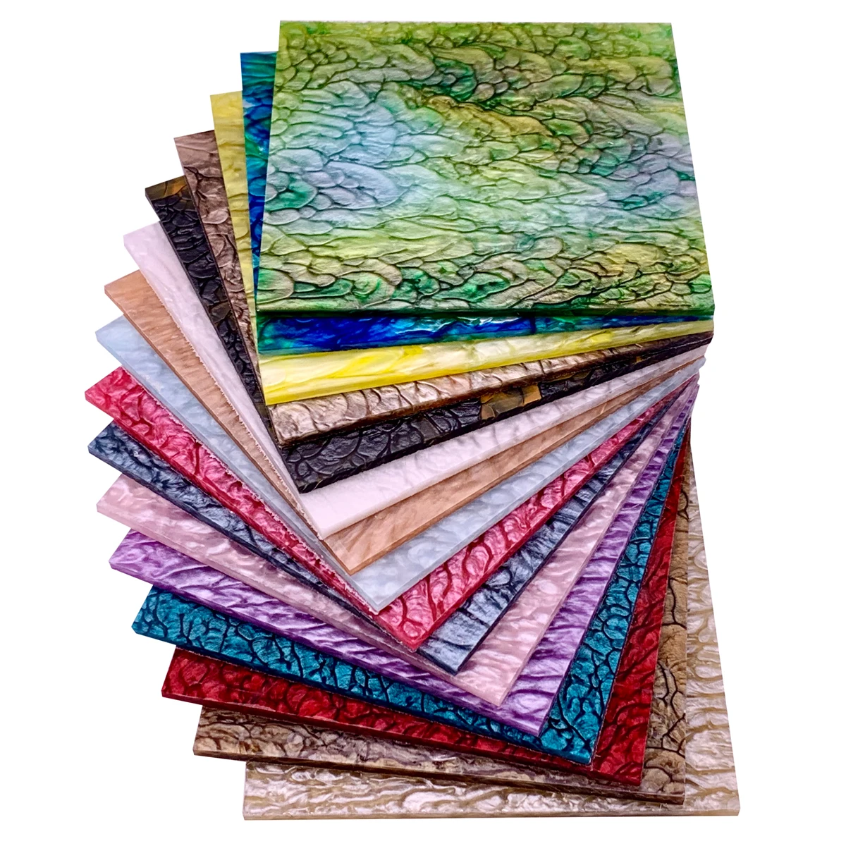 
A Full Set of Pearlescent Python Pattern Sheets for Jewelry/Crafts/Art Works/Decoration - 16pcs/Set, 98x98x3.0mm (4
