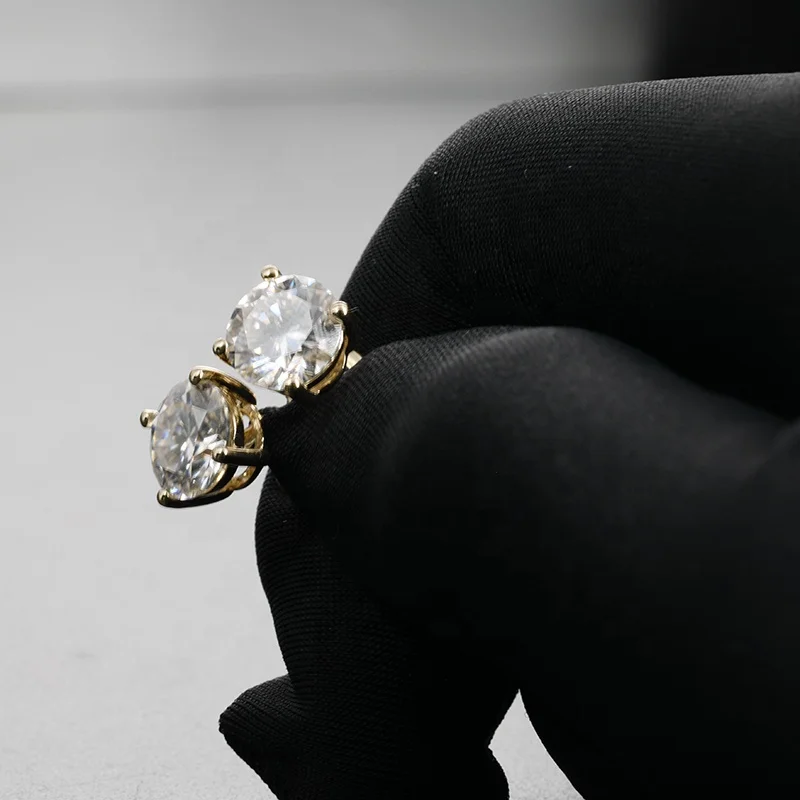 
Wholesale price 10K white gold 4mm DEF color VVS clarity stud moissanite earrings 